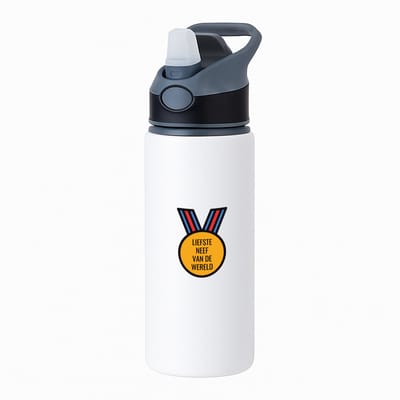 Hacebo® - liefste neef van de wereld waterfles met rietje zwart - Neef - de liefste neef - verjaardagscadeau - verjaardag - cadeau - cadeautje voor neef - neef artikelen - kado - geschenk - gift - water fles - 650ML