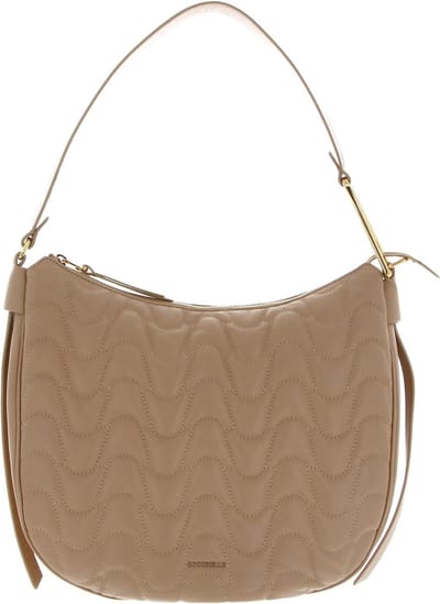 COCCINELLE Leren Schoudertas Priscilla Matel Handbag Matelasse Napa Leather Toasted Beige