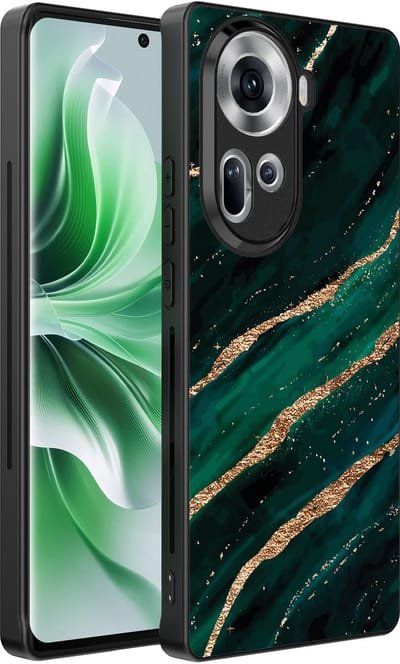 Smartphonica Telefoonhoesje Geschikt voor Oppo Reno 11 met marmer opdruk - TPU backcover case marble design - Groen Goud geschikt voor Oppo Reno 11