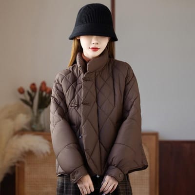 Dames Lichtgewicht Dons Katoenen Jas Dames Winterjas Katoen Gewatteerde Jas Kleding Losse Dames Parka's Bovenkleding M koffie