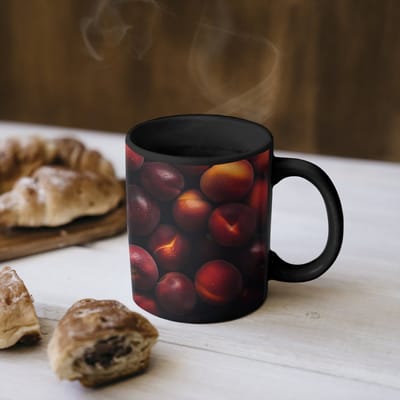 Magische Mok - Foto op Warmte Mokken - Koffiemok - Fruit - Close up - Nectarines - Magic Mok - Beker - 350 ML - Theemok