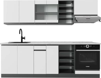 Vicco R-Line Complete keukeneenheid – 240 cm, WB Marmer Wit/antraciet