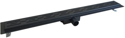 Bally RVS Zwart Douchegoot 70x7cm 40mm Aansluiting Met Flens En Kunststof Sifon En Filter
