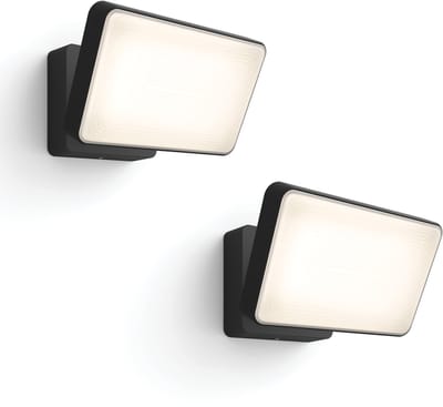 Philips Hue Welcome Set van 2 Verstralers (Zwart) - Buitenlamp - Warmwit Licht - Hue White