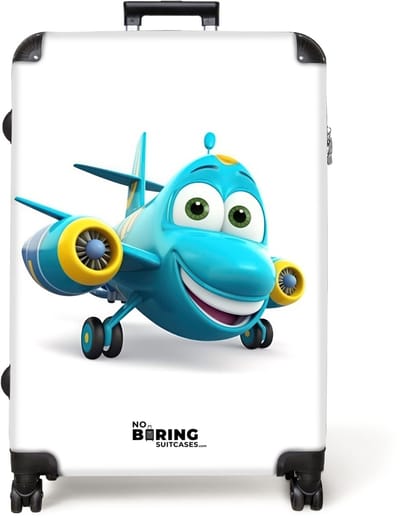 NoBoringSuitcases.com® - Koffer groot - Reiskoffer lichtgewicht - Vliegtuig - Blauw - Kinderen - Jongens - Rolkoffer met 4 wielen - Grote trolley XL - 98 liter bagage