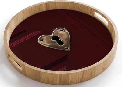 Dienblad rond 40x40 cm - Schootdienblad hout - Bordeaux - Sleutelplaat - Hout - Deur - Borrelplank rechthoek - Plateau houten dienbladen