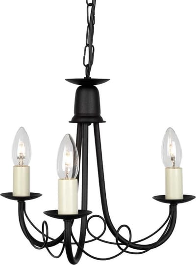 Landelijke Kroonluchter - Steady Lighting - Metaal - Landelijk - E14 - L: 37cm - Voor Binnen - Woonkamer - Eetkamer - Zwart