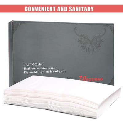70 pcs Serviette Tatouage Jetable Papier Tissu Coton Nettoyage Corps Soin Visage Maquillage