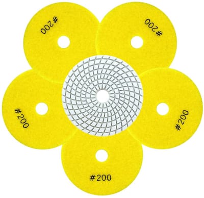 Diamond Polishing Pads Granule 200-6 Pcs Wet Polishing Discs 100mm for Granite Marble Quartz Artificial Stone, for - ShopVlot