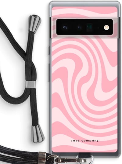 Case Company® - Hoesje met koord geschikt voor Google Pixel 6 Pro hoesje met Koord - Swirl Roos - Telefoonhoesje met Zwart Koord - Bescherming aan alle Kanten en Over de Schermrand
