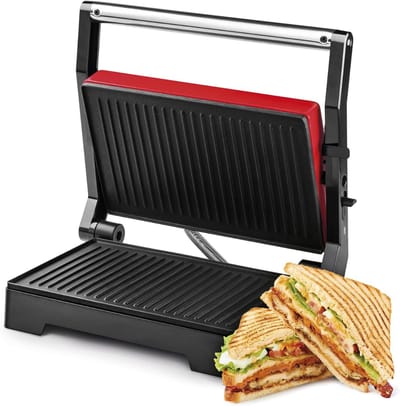 DailySupplies® Contactgrill - Tosti Apparaat - Tosti-ijzers - Panini Grill - Rood met zwart