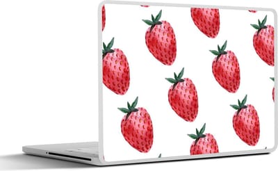 Laptop sticker - 15.6 inch - Aardbei - Patronen - Aquarel - 36x27,5cm - Laptopstickers - Laptop skin - Cover
