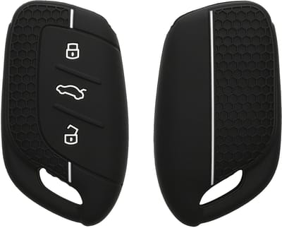 kwmobile autosleutel hoesje geschikt voor MG 3-knops ZS MG4 MG5 MG6 hoes - Siliconen autosleutel behuizing - Auto sleutel case met honingraat - Sleuteletui in zwart / wit