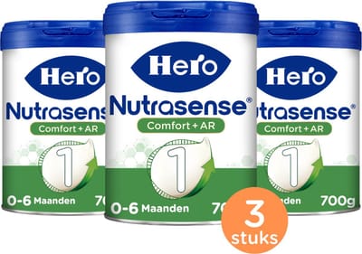 Hero Nutrasense Comfort+ AR 1 (0-6 Maanden) - Flesvoeding - Zuigelingenvoeding - Palmolievrij - 3x 700 gram