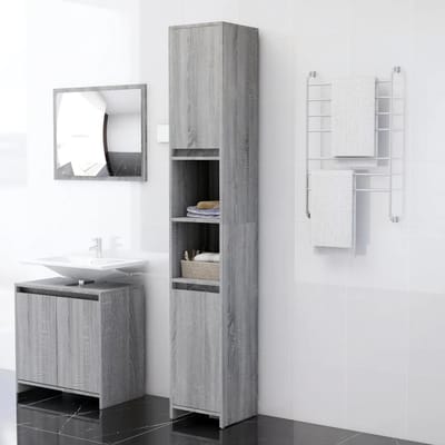 vidaXL - Badkamerkast - 30x30x183,5 - cm - bewerkt - hout - grijs - sonoma - eiken