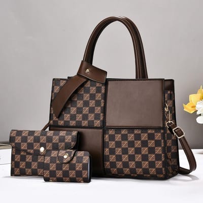 Sac à main tout-en-un à trois pièces avec contraste de couleurs, sac à bandoulière tendance .