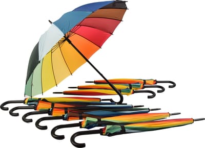 Paraplu 10 stuks - Set van 10 Regenboog Paraplu voor Volwassenen - 98cm Diameter LGBTQ Paraplu | Windproof met Haak Handvat - Multikleur