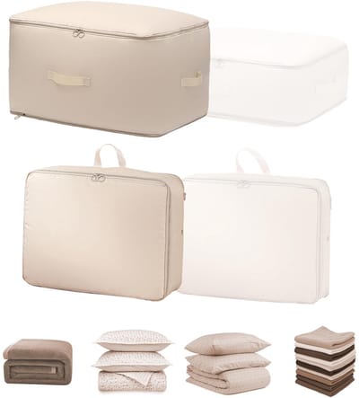 Dailygoods- Organizer Ultra Ruimtebesparend - Zelfcomprimeerbaar - 2 Stuks - Grote Vakken - Handgrepen - 54 x 42 x 50 cm - Opbergtas