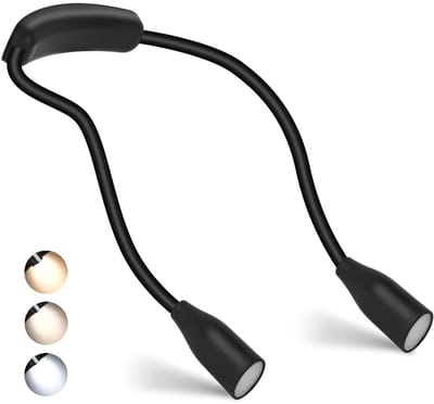 Luxyana® NKL33Z Neklamp - USB Oplaadbaar Neklampje voor Haakwerk en Lezen - Nekleeslamp - Leeslampje voor Boek - Zwart