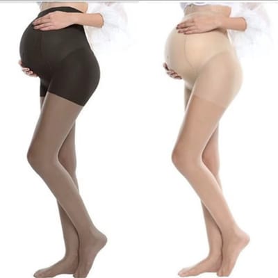 Set van 2 Zwangerschapspanty’s – High Waist - Zwart & Nude - 20–30 DEN - One Size (± M) - Comfort voor het 2e & 3e Trimester