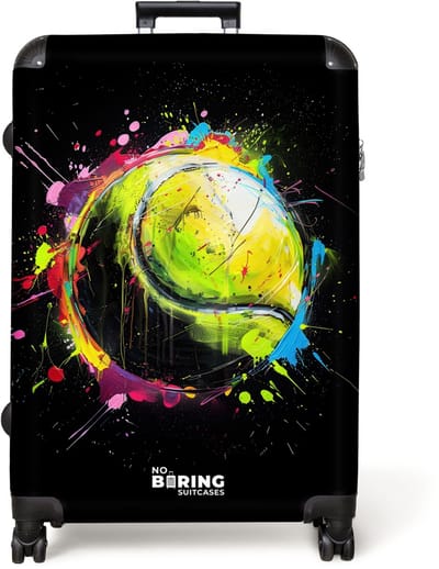 NoBoringSuitcases.com® - Koffer groot - Reiskoffer lichtgewicht - Tennisbal met graffiti - Rolkoffer met 4 wielen - Grote trolley XL - 98 liter bagage