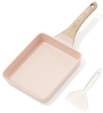 RIOVARM Antiaanbaklaag Tamagoyaki omeletpan, inductie, eierpan met granietcoating, kleine braadpan zonder PFOA, eierpocheerpan voor ontbijt, pannenkoekenpan, campingpan