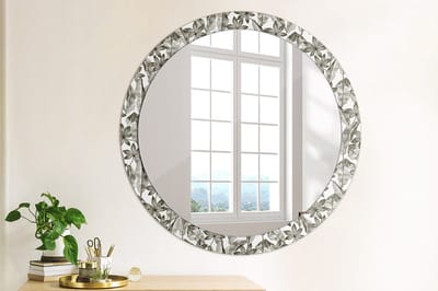 Coloray Bedrukte Spiegel - Tropische bladeren Spiegel Met Decoratie - 90 cm - Zwart en wit Bedrukte Spiegel - Spiegel Met Decoratie - Spiegel Lijst Met Print - Spiegel Met Print