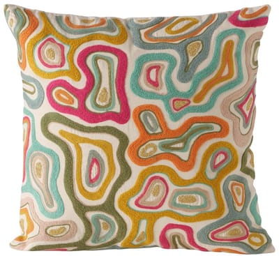 Boltze - Kussen - Sierkussen - Greta - 45x45cm - Katoen - Handgeweven - Creme - Multicolour