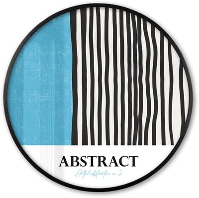 Poster in lijst Rond - Fotolijst 60x60 cm - Posters - Blauw - Zwart - Wit - Abstract - Ronde posterlijst zwart - Decoratie - Wanddecoratie woonkamer - Muurdecoratie slaapkamer