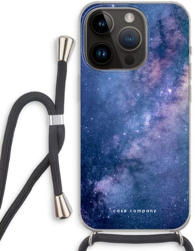 Case Company® - Hoesje met koord geschikt voor iPhone 14 Pro hoesje met Koord - Nebula - Telefoonhoesje met Zwart Koord - Bescherming aan alle Kanten en Over de Schermrand