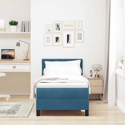 vidaXL - Boxspring - bed - met - hoofdeinde - Donkerblauw - 80 - x - 200 - cm - Fluweel
