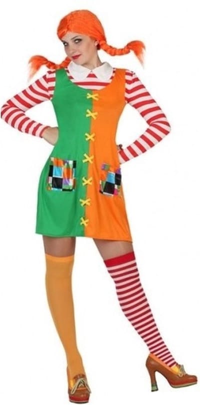 Verkleed kostuum - sterk Zweeds meisje - carnaval kostuum voor dames - carnavalskleding - Pippie 34-36