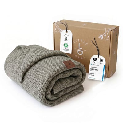 Little Dedi Alina Babydeken – Gebreid – 100% Biologisch Katoen – GOTS – 80x100 cm – Donkergroen