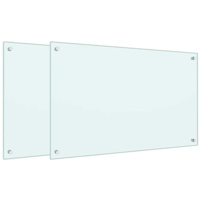 vidaXL - Spatschermen - keuken - 2 - st - 80x50 - cm - gehard - glas - wit