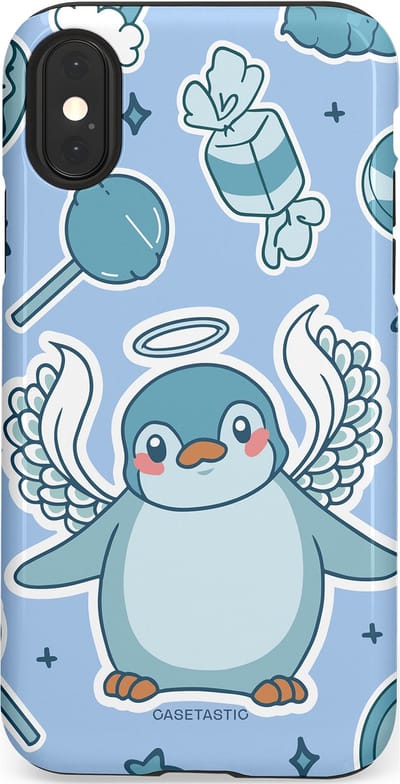 Casetastic Hoesje Geschikt voor Apple iPhone X/Xs - Stijlvolle Beschermende Duo-layer Case - Pinguin vleugels
