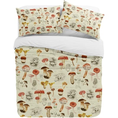 Paddenstoel Plant Vintage 3-delige Beddengoedset Voor Tweepersoonsbed Hometextiel Dekbedovertrek Quiltovertrek Kussensloop AU Single(140x210cm)