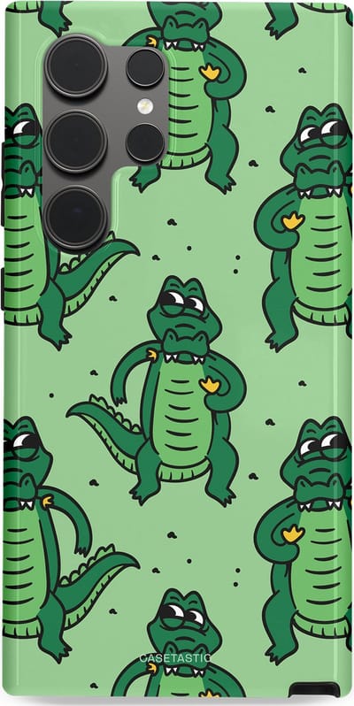 Casetastic hoesje geschikt voor Samsung Galaxy S24 Ultra - Dubbellaagse bescherming - Kroko dans - Fashion Case - Mintgroen