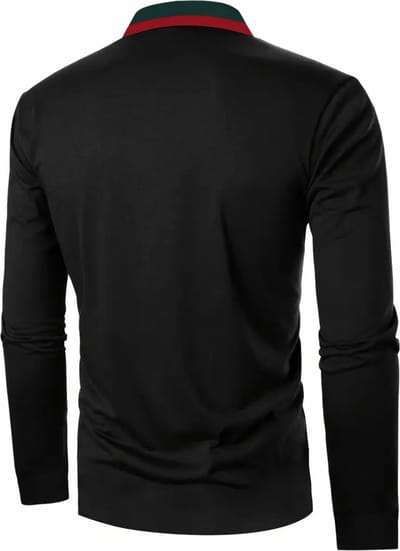 Nivard Poloshirt Heren - T-Shirt Heren - Shirt - Overhemd - Polo Shirt Lange Mouwen - Zwart - L