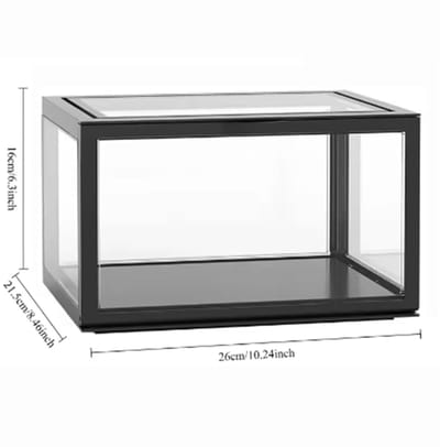 VAEM Magnetische Acryl Displaybox voor Verzamelobjecten – 26 x 21,5 x 16 cm – Stofvrij – Transparant – Kleur: Zwart vitrine