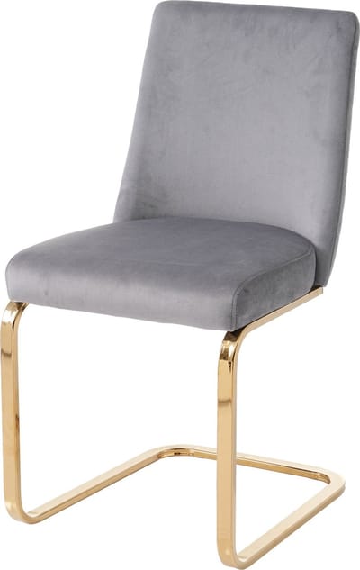 Merax set van 4 luxe fluwelen stoelen - Grijs met diamantvormig rugdesign en gouden metalen poten