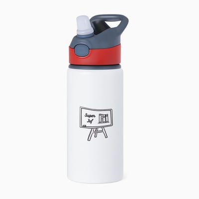 Hacebo® - Super juf waterfles met rietje rood - Juf - Juf - Leraar - water fles - 650ML