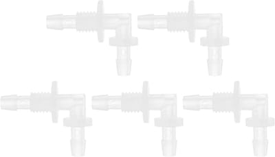 Aquarium Slangverbinder Set van 5 Stuks - 3/16" Slang ID M8 Draad Elbow Aansluitingen voor Luchtpomp en Waterfilter