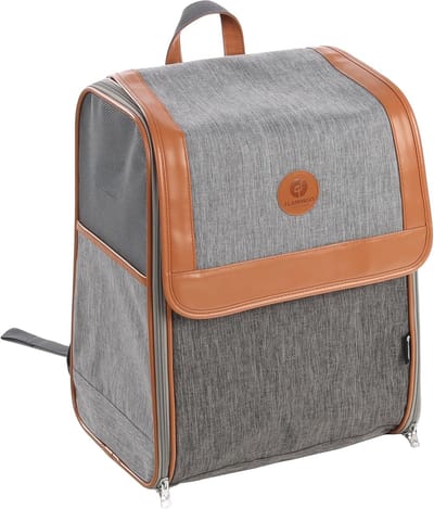 Hondenrugzak – Flamingo Tanana Grijs – 35 x 25 x 42 cm – afwasbaar – uitneembare bodem – 2 opbergvakken – gewatteerde schouderriemen – veiligheidsriem – voetjes – reistas hond