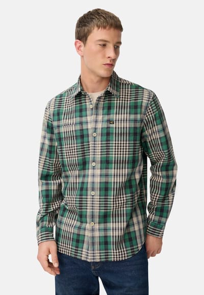 camel active Shirt met lange mouwen kentkraag en borstzakken - Maat menswear-L - Dennengroen