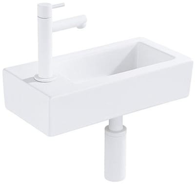 Fortifura Fuente fonteinset – rechthoekig – 36x18.5x9 cm – solid surface wit – mat witte kraan