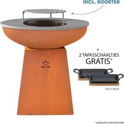 White Fire BBQ Barbecue/Vuurschaal Met Rooster