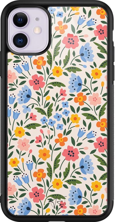 Hoesje geschikt voor iPhone 11 - Romantische bloemen - Luxe Hard Case - Bloemen - Multi - Mooie Telefoonhoesjes