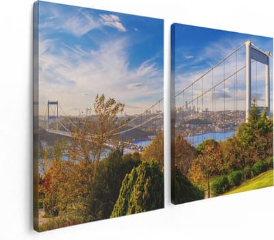 Artaza Canvas Schilderij Tweeluik Bosphorus Brug In Instanbul - 120x80 - Foto Op Canvas - Canvas Print