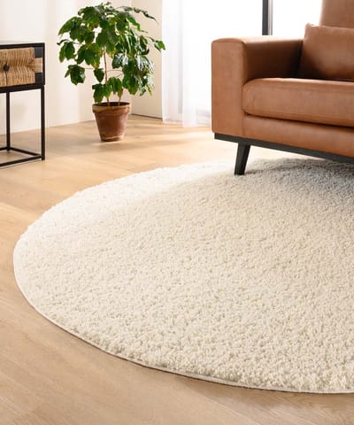 Rond hoogpolig vloerkleed - Shaggy Trend ivoor 80
