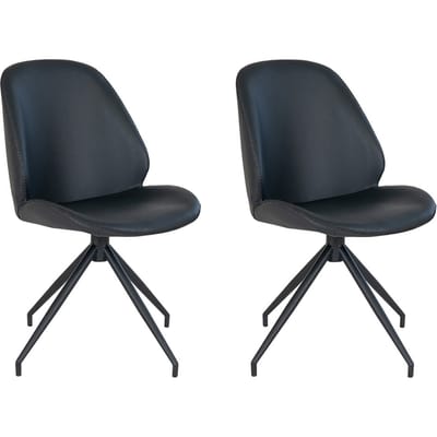 House Collection Eetkamerstoel Draaibaar Lennart Zwart Lederlook - 2 Stuks